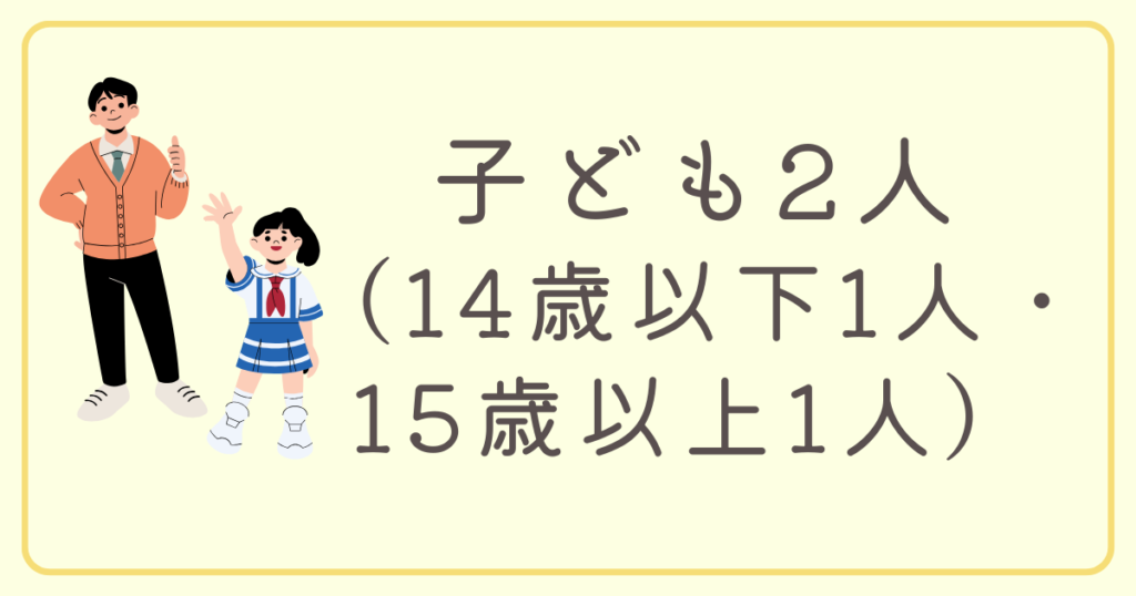 子ども2人（14歳以下1人・15歳以上1人）