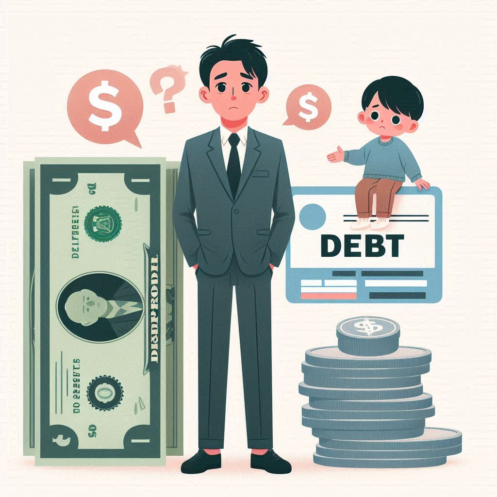 養育費と借金のイラスト